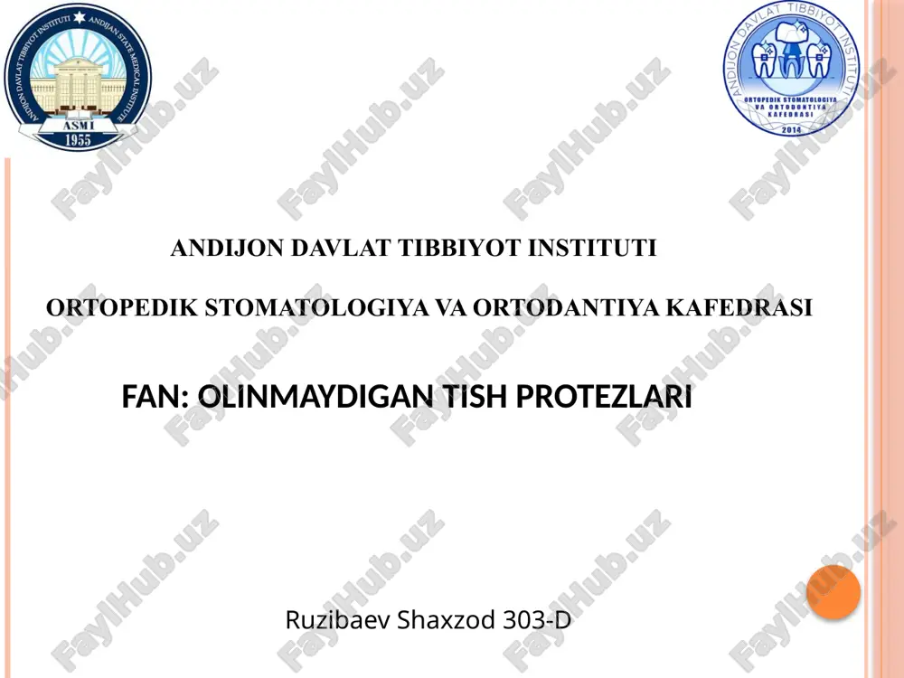 tish protezlari (olinmaydigan) — PPTX