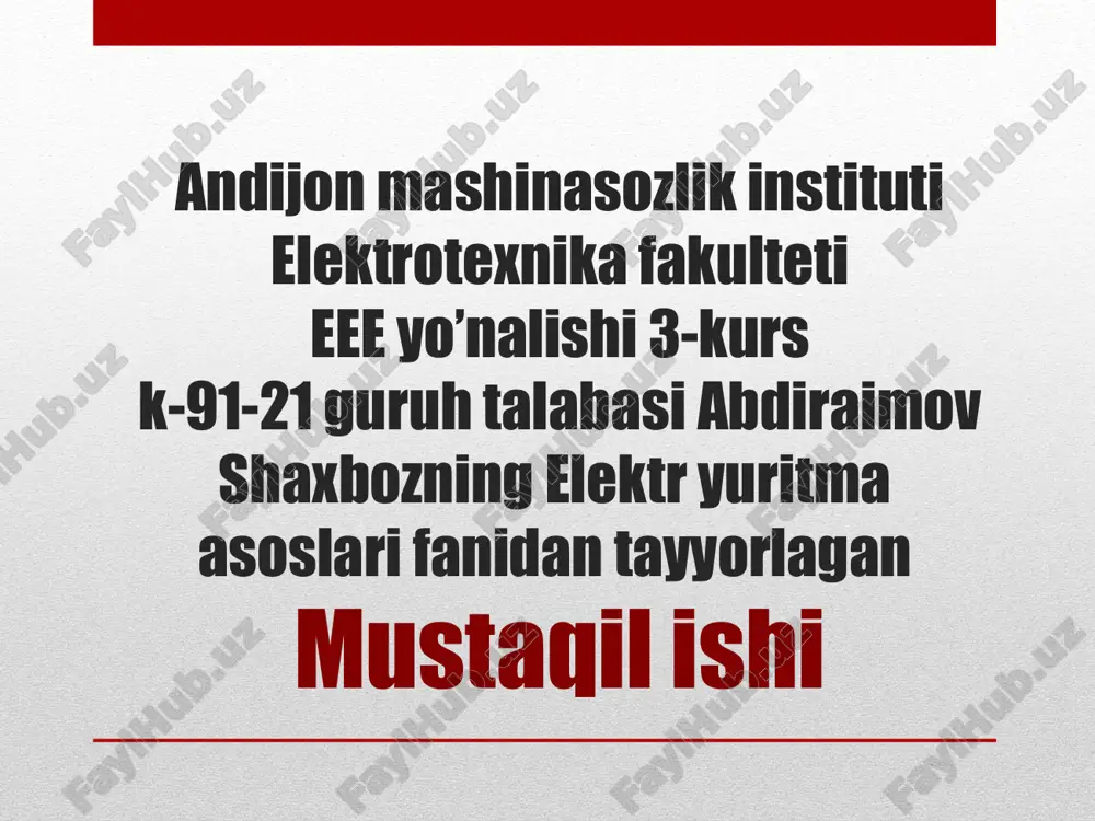 elektryuritma asoslari — PPTX