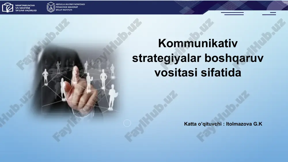 kommunikativ strategiyalar boshqaruv vositasi sifatida — PPTX