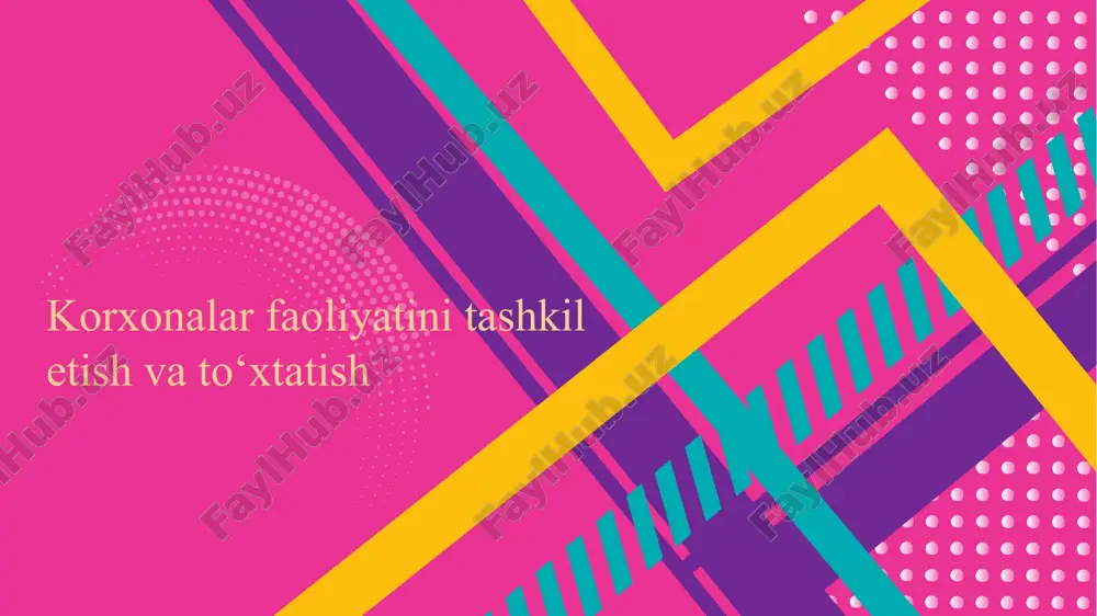 korxonalar faoliyatini tashkil etish va to'xtatish — PPTX