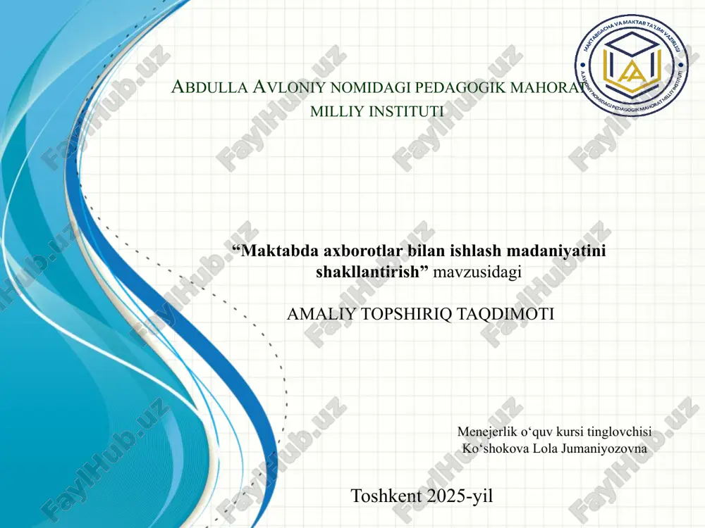 amaliy topshiriq taqdimoti — PPTX