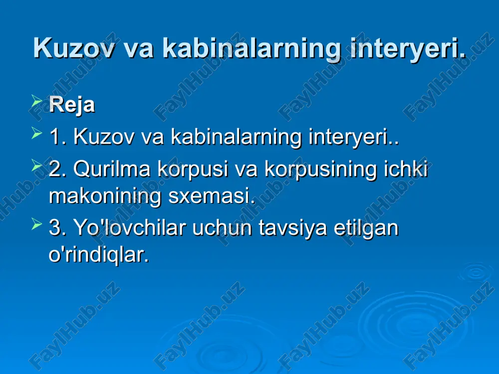 kuzov va kabinalarning interyeri — PPT