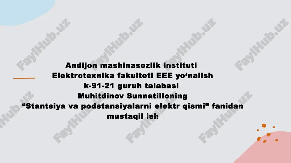 "kuchlanish transformatorlari" — PPTX