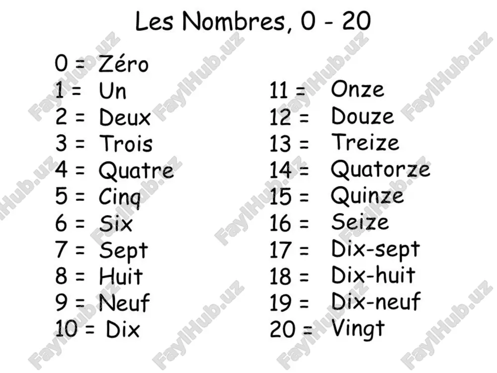 les nombres, 0-20 va 20-100 — PPT