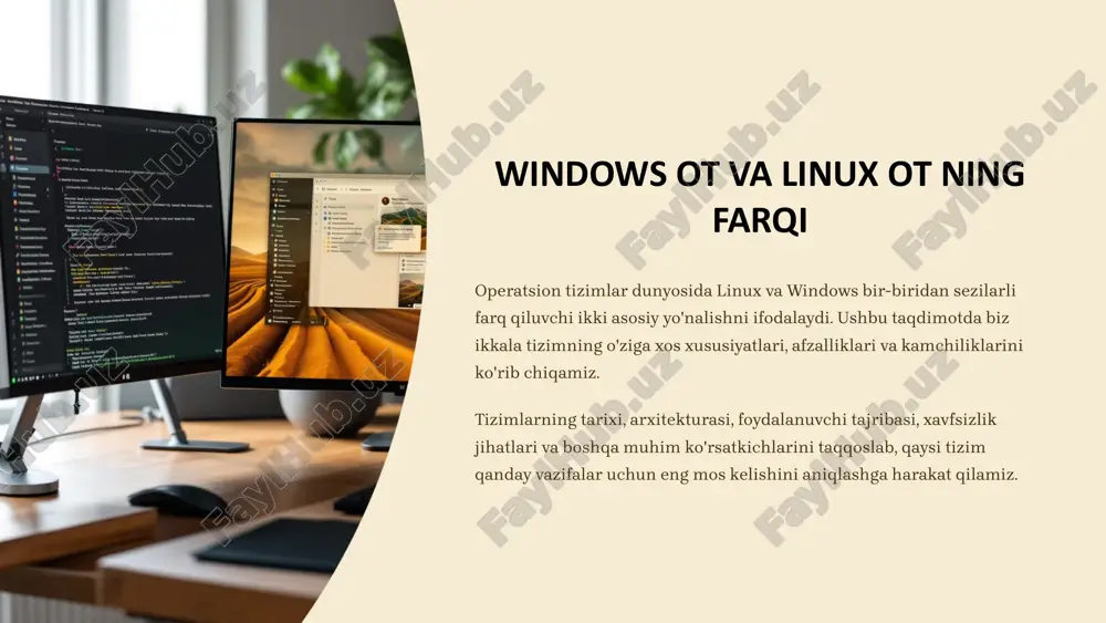 windows ot va linux ot ning farqi — PPTX
