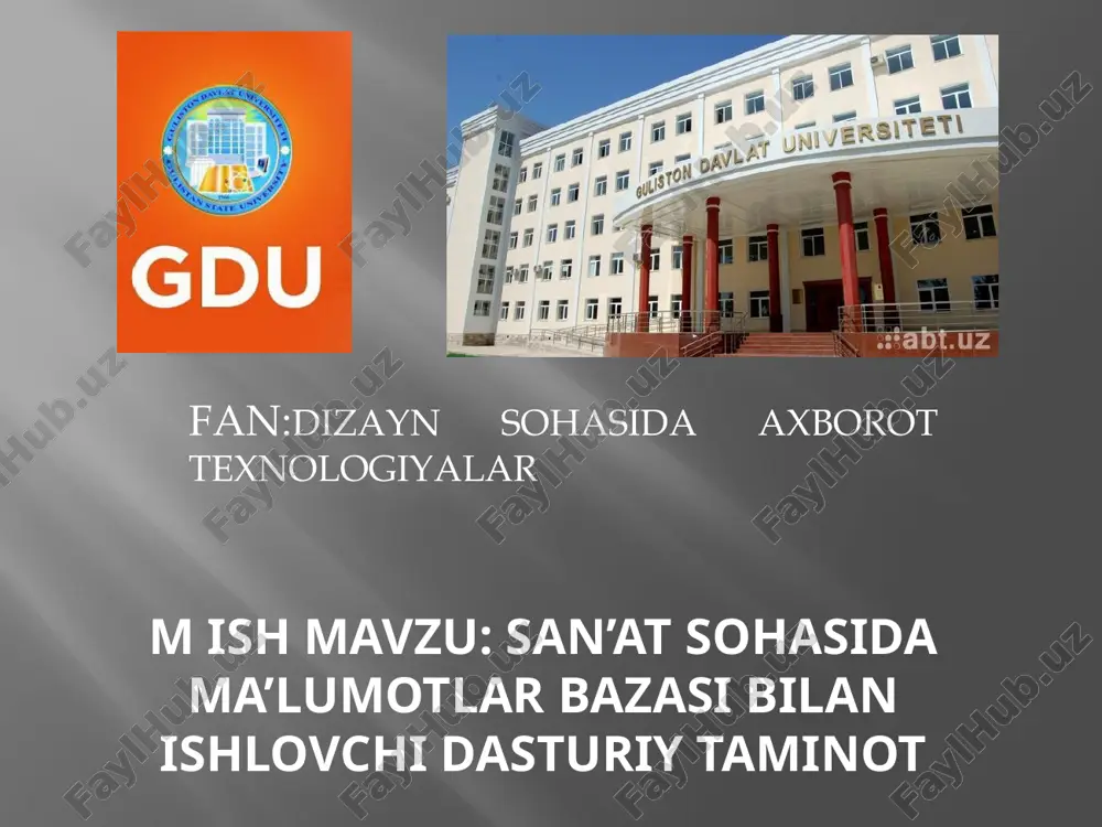 sanʼatsohasida maʼlumotlar bazasi bilan ishlovchi dasturiy taminot — PPTX