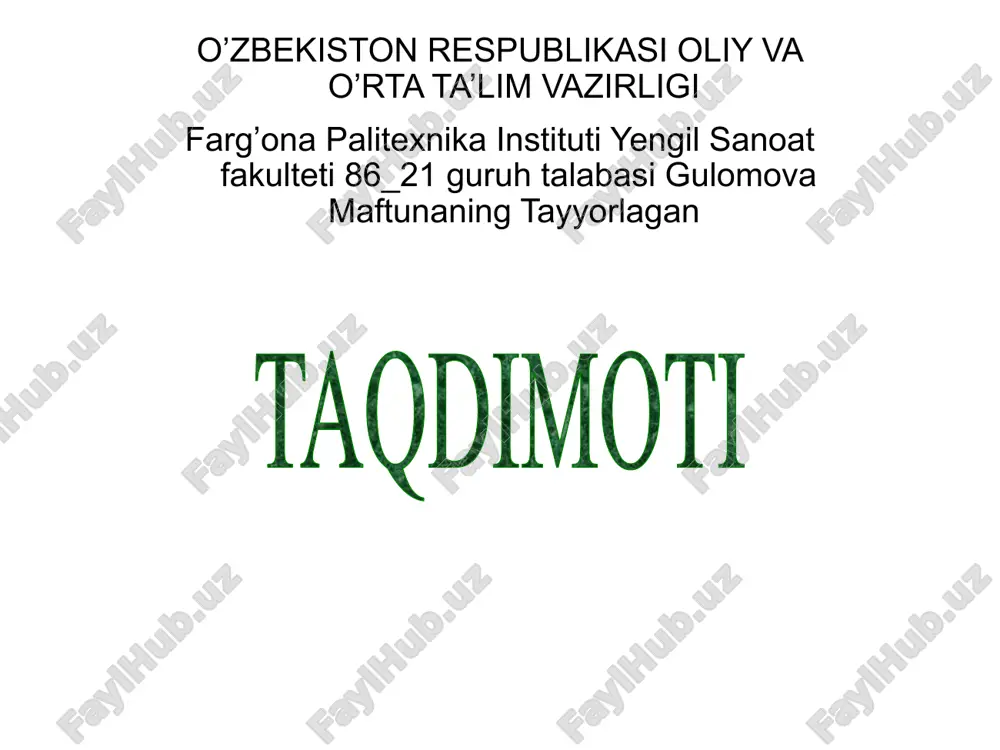 microsoft excel dasturi — PPTX