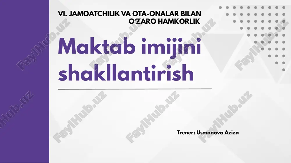 maktab imijini shakllantirish treningi — PPTX