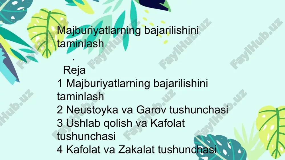 majburiyatlarning bajarilishini taminlash — PPTX