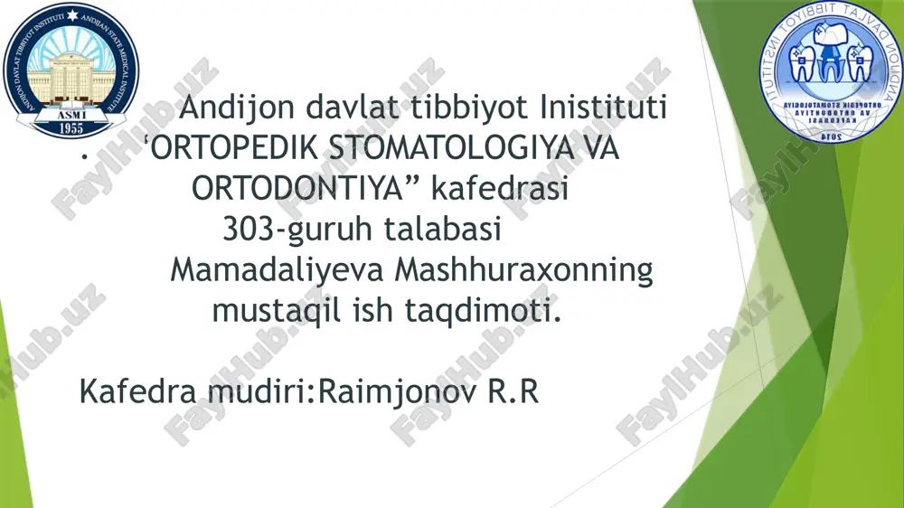 ortopedik stomatologiya va ortodontiya — PPTX
