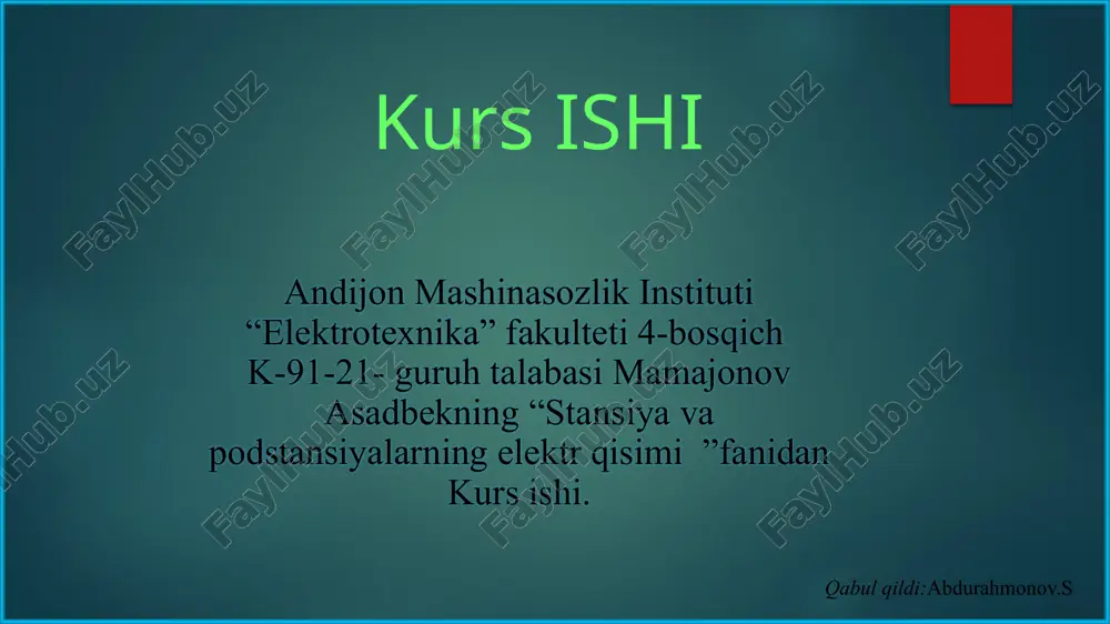 elektr texnikasi kurs ishi — PPTX