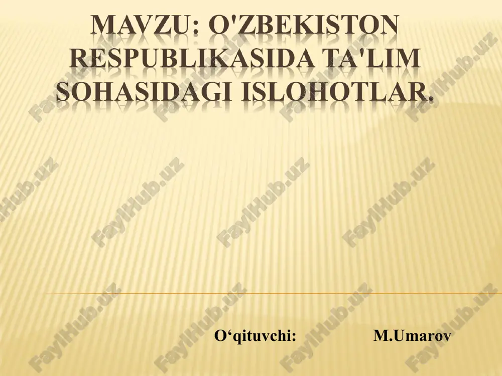 o'zbekiston respublikasida ta'lim sohasidagi ishonotlar — PPT