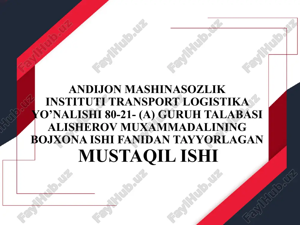 bojxona ishi va uning tarkibiy tuzilmasi — PPTX