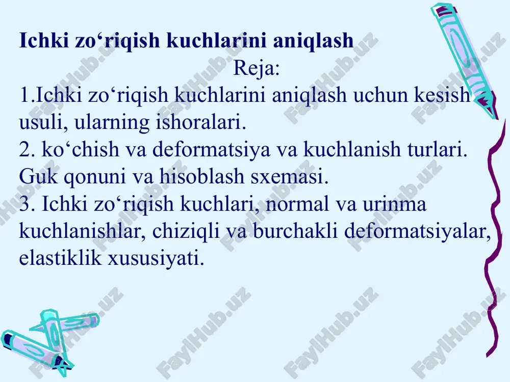 ichki zo‘riqish kuchlarini aniqlash — PPT