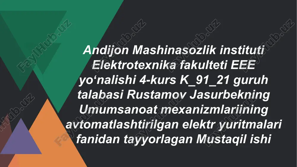 liftlarning konstruksiyasi va texnik korsatkichlari — PPTX
