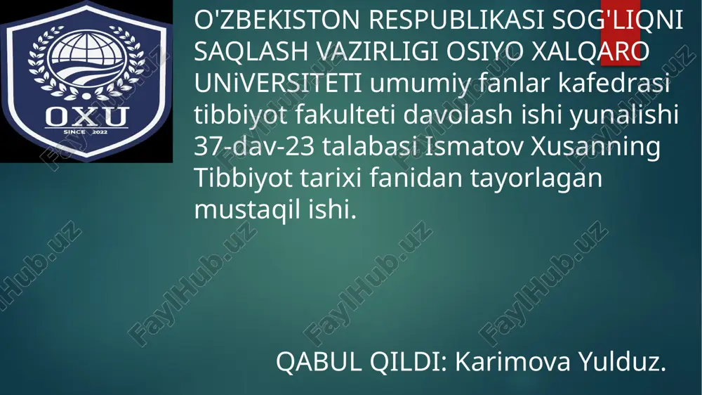 gippokrat va tibbiyot tarixi — PPTX