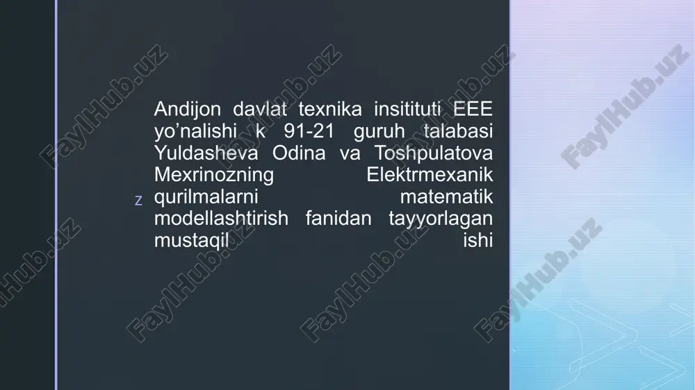 elektrotexnika asosiy elementlari matematik modeli — PPTX