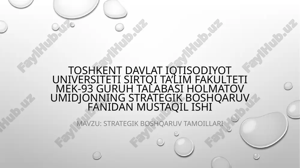 strategik boshqaruv tamoillari — PPTX