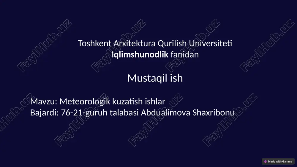 meteorologik kuzatish ishlari — PPTX