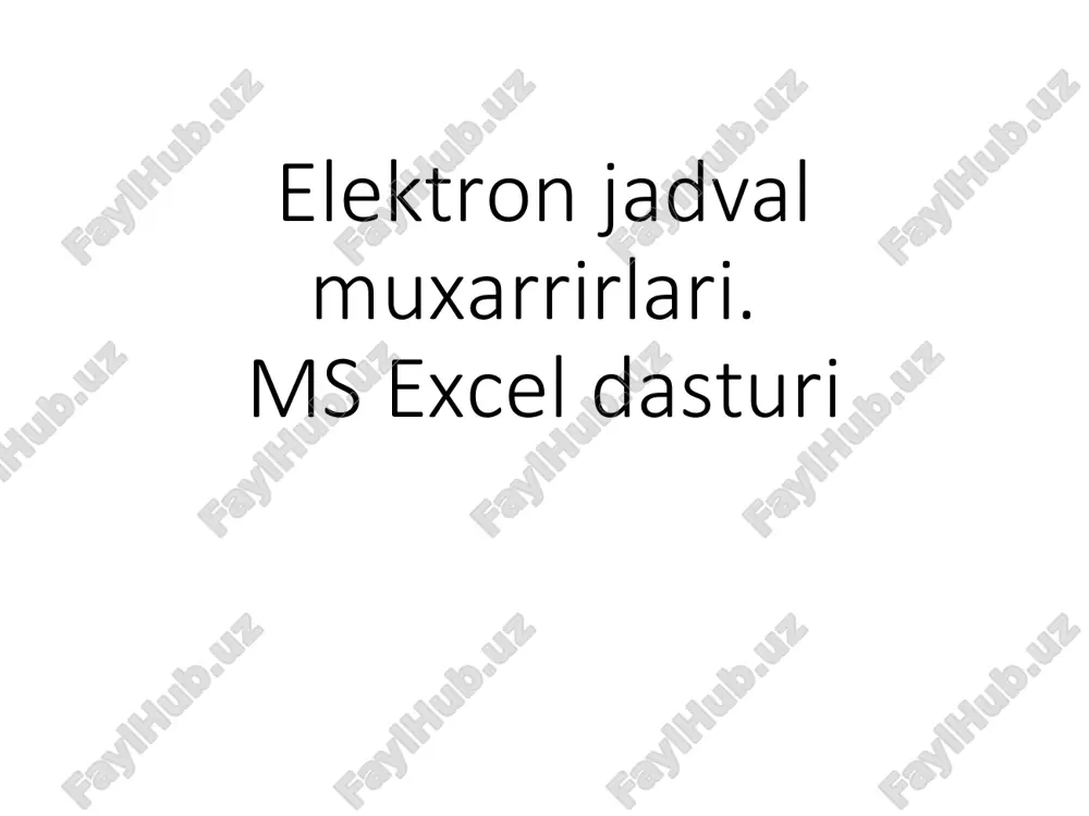 microsoft excel dasturi — PPT