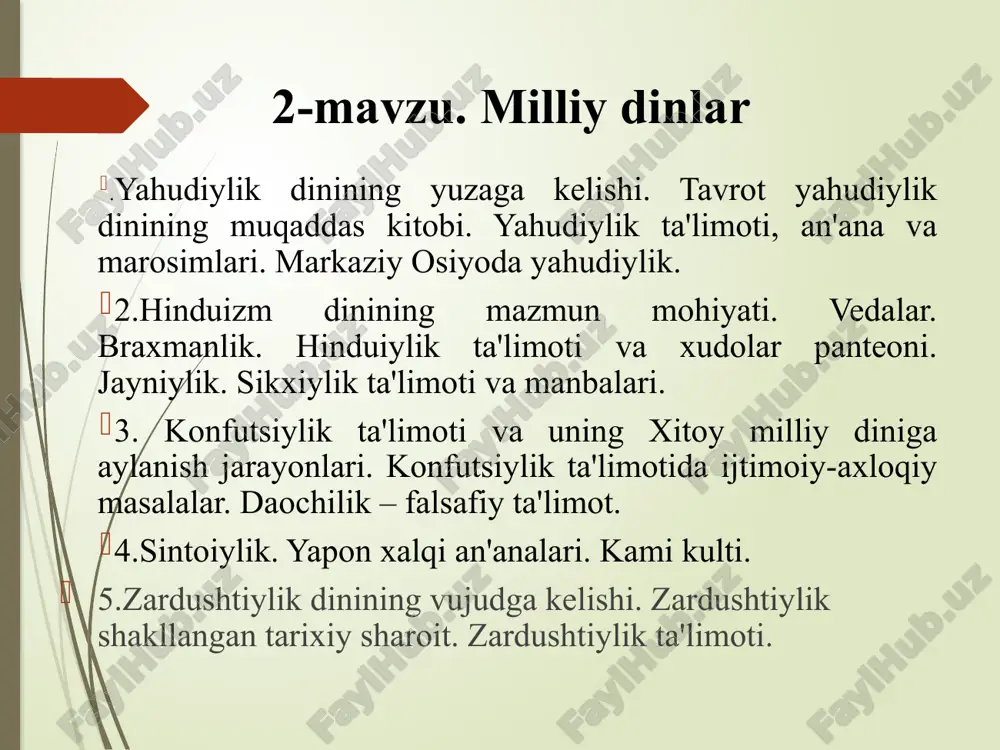 milliy dinlar — PPTX