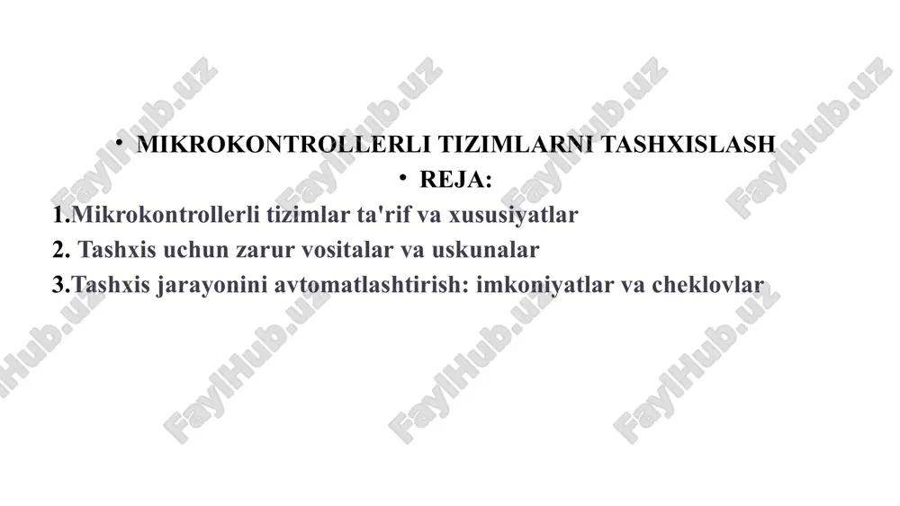 mikrokontrollerli tizimlarni tashxislash — PPTX