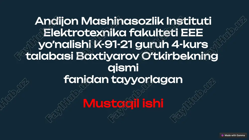 yo‘lovchi lift elektr yuritmasi — PPTX