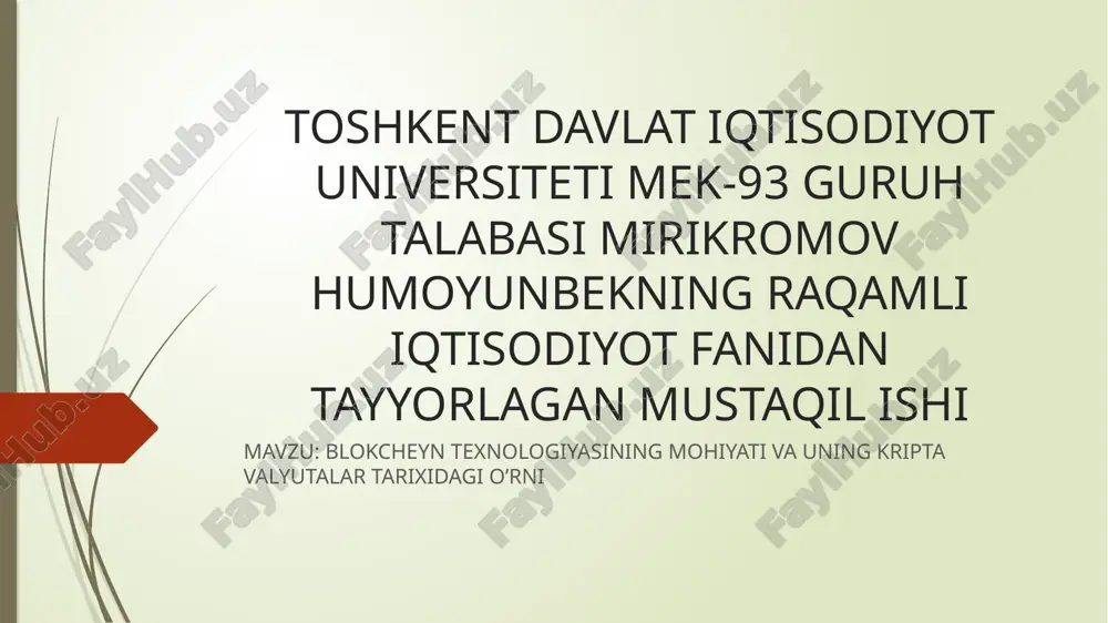 blokcheyn texnologiyasi — PPTX