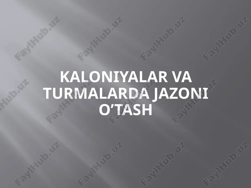 kaloniyalar va turmalar — PPTX