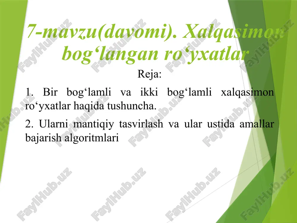 halqasimon ro‘yxatlar haqida mantiqiy tasvirlash — PPTX