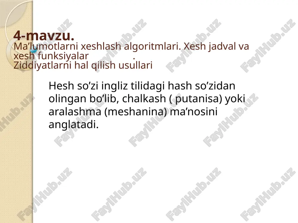 xeshlash algoritmlari — PPTX