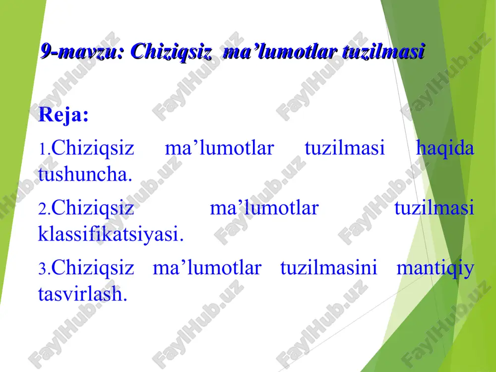chiziqsiz ma’lumotlar tuzilmasi — PPT
