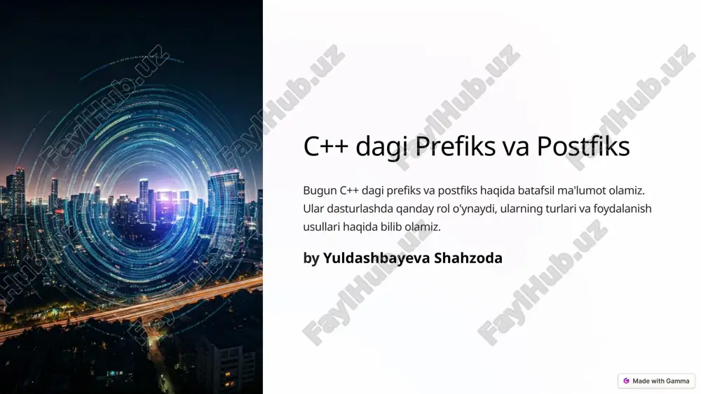 prefiks va postfiks — PPTX