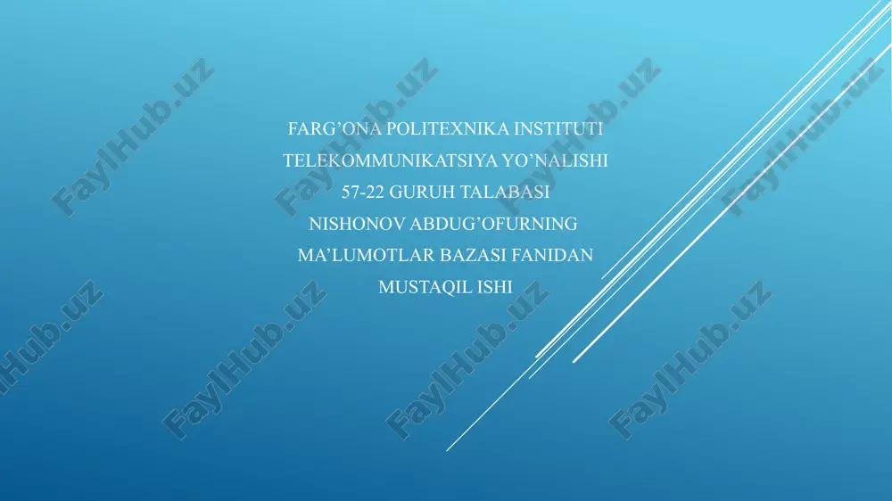 malumotlar bazasini normallashtirish — PPTX
