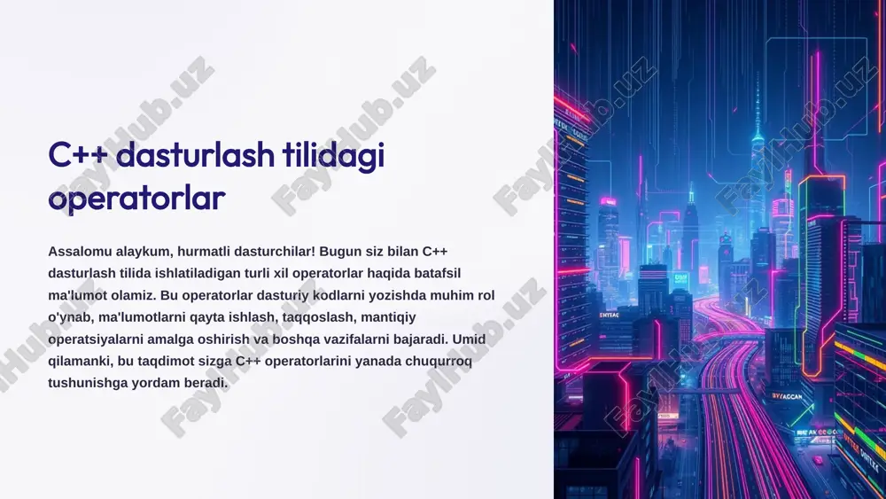 c++ dasturlash tilidagi operatorlar — PPTX