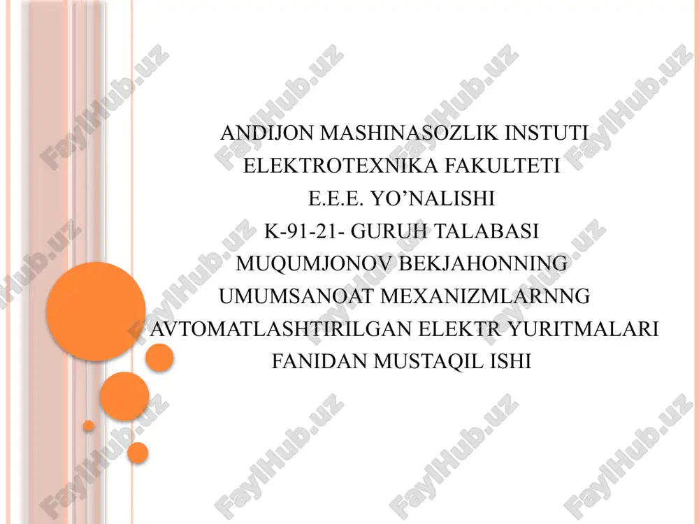 elektr texnikasi fanidan mustaqilishi — PPTX