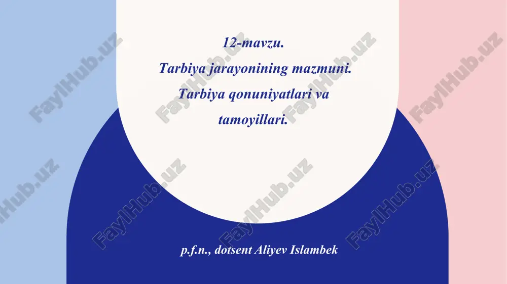 tarbiya jarayonining mazmuni — PPTX