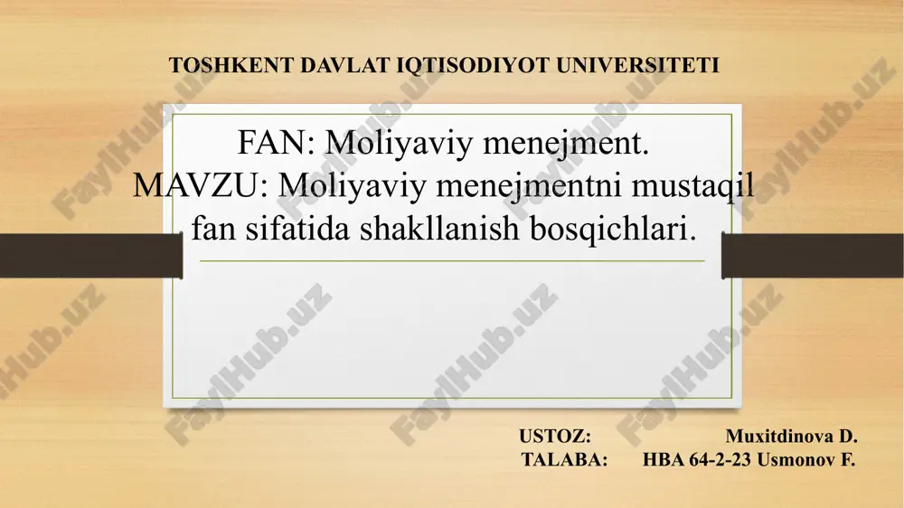 moliyaviy menedjment — PPTX