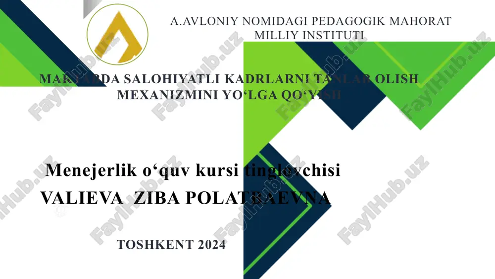 menejerlik o‘quv kursi — PPTX