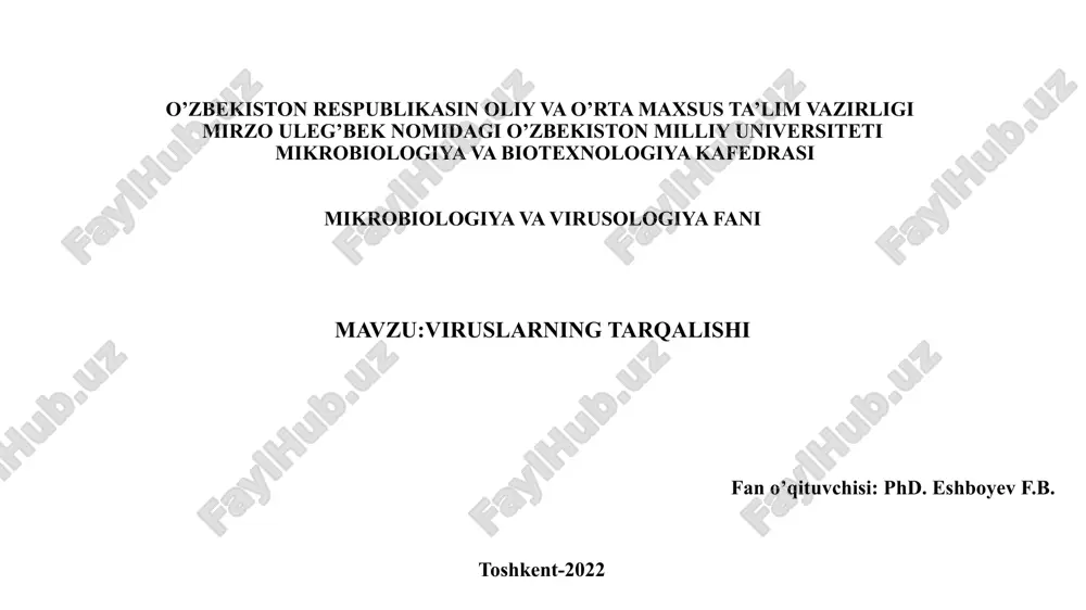 viruslarning tarqalishi/yuqishi — PPTX