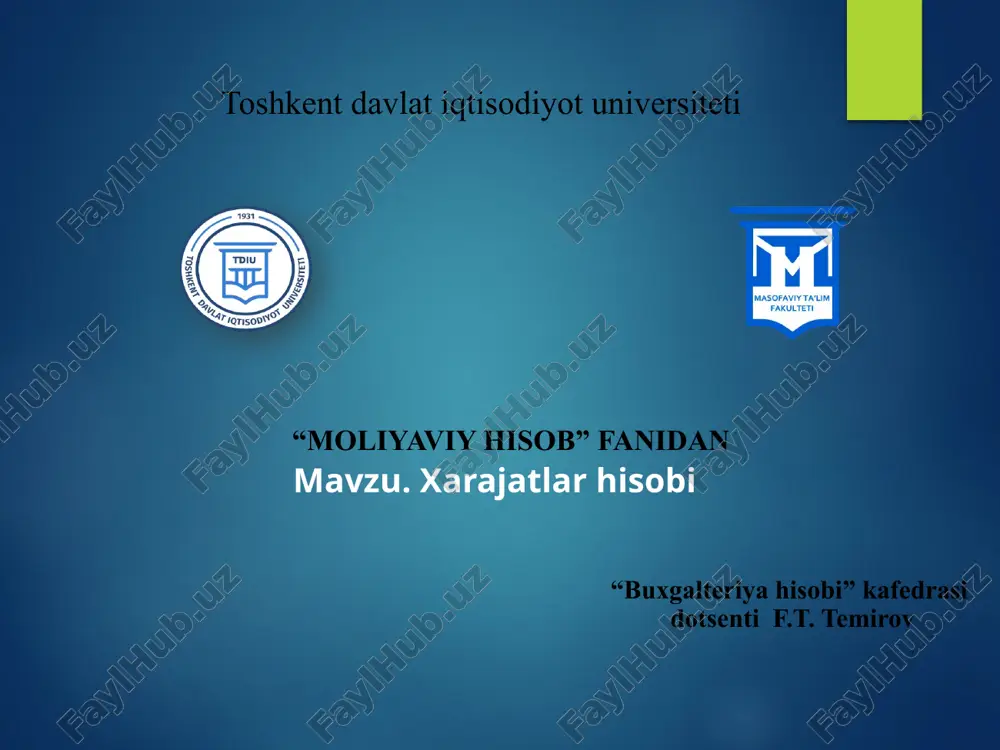 moliyaviy hisob fanidan — PPTX