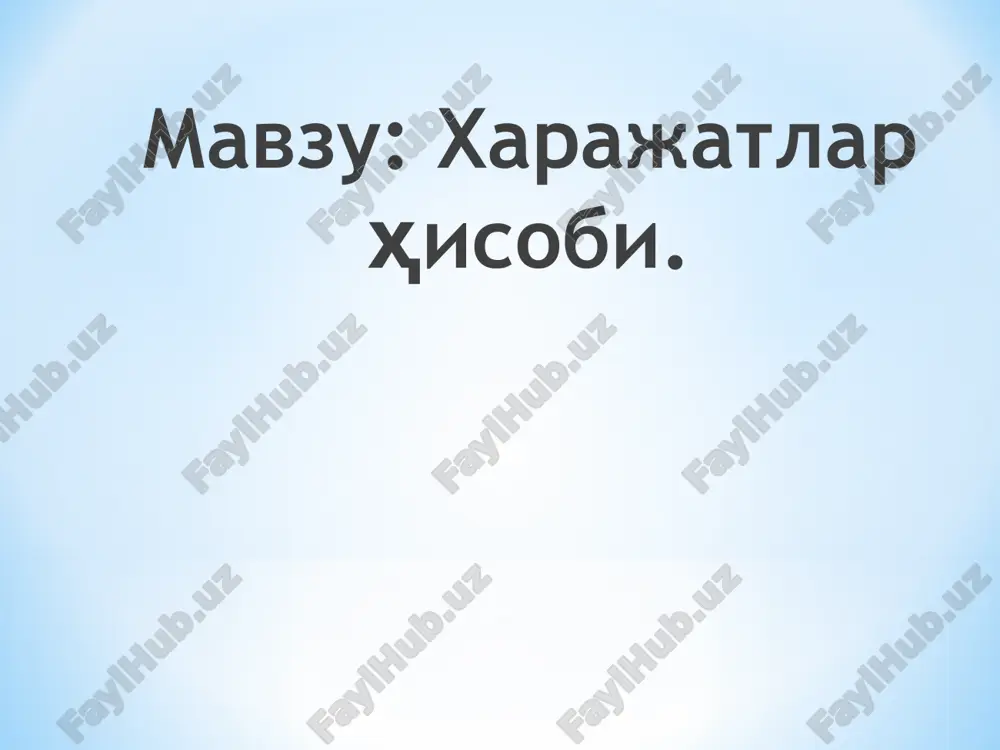 xarajatlar hisobi — PPT