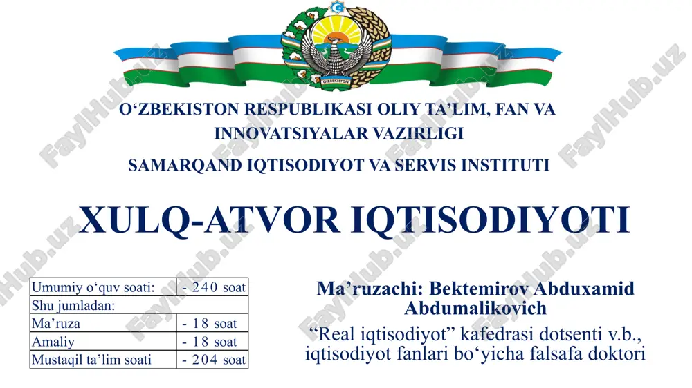 xulq-atvor iqtisodiyoti — PPTX