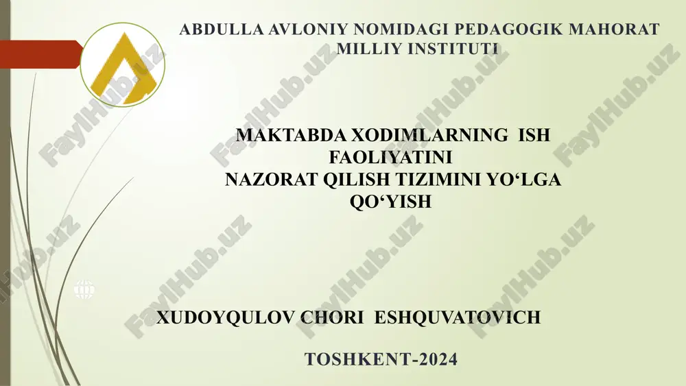 xodimlarning ish faoliyatini nazorat qilish tizimini yo‘lga qo‘yish — PPTX