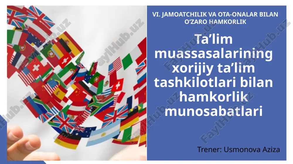 xorijiy ta'lim tashkilotlari bilan hamkorlik munosabatlari — PPTX
