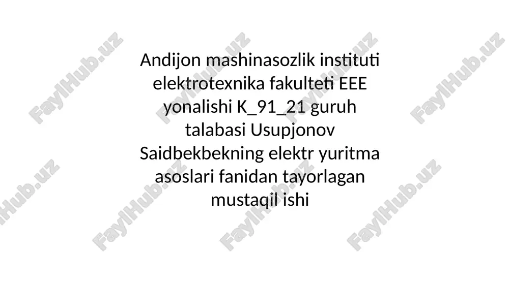 sinhronmotorlarining matematik modellarini tuzish — PPTX