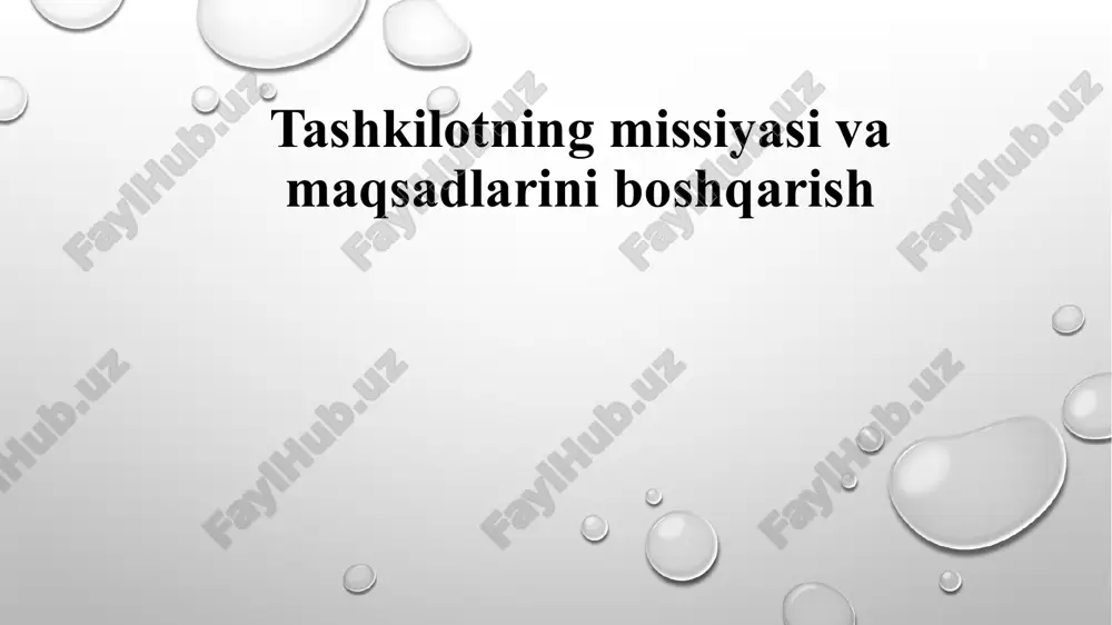 tashkilotning missiyasi va maqsadlarini boshqarish — PPTX