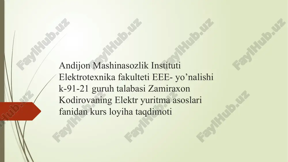 elektryuritma kurs loyihasi — PPTX