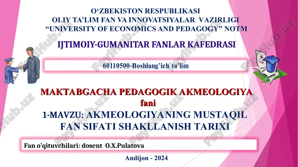 akmeologiya fanining tarixi — PPT