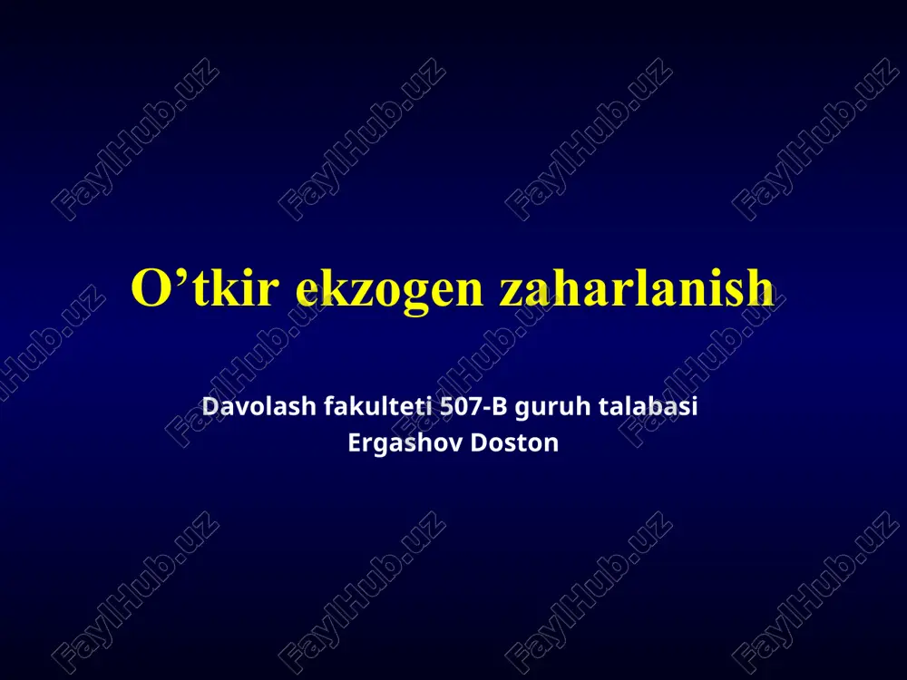 zaharlanish toksikologiyasi — PPT